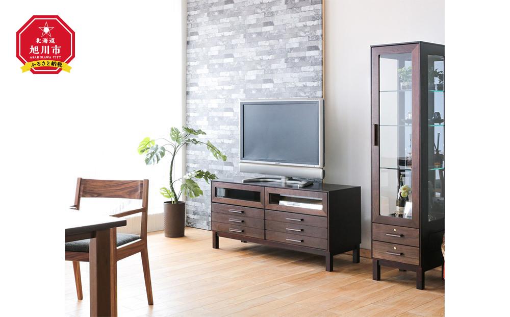 旭川家具　クリエイトファニチャー　Ｗ＆Ｂローボード 【 国産 無垢 インテリア 木製 収納 モダン ヴィンテージ テレビボード テレビ台 ハイボード AVボード  ウォールナット カバ ビーチ 北海道 】 _01234
