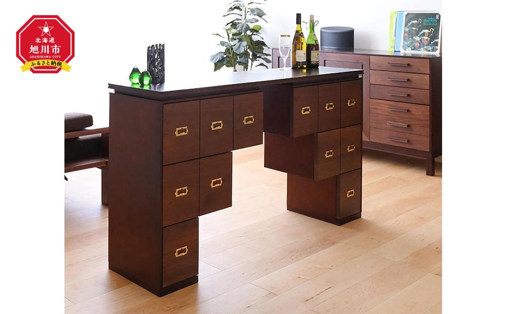 旭川家具　クリエイトファニチャー　Ｗ＆Ｂコンソールキャビネット 【 国産 無垢 インテリア 木製 収納 モダン ヴィンテージ キャビネット チェスト リビング ダイニング  ウォールナット カバ ビーチ 北海道 】 _01235