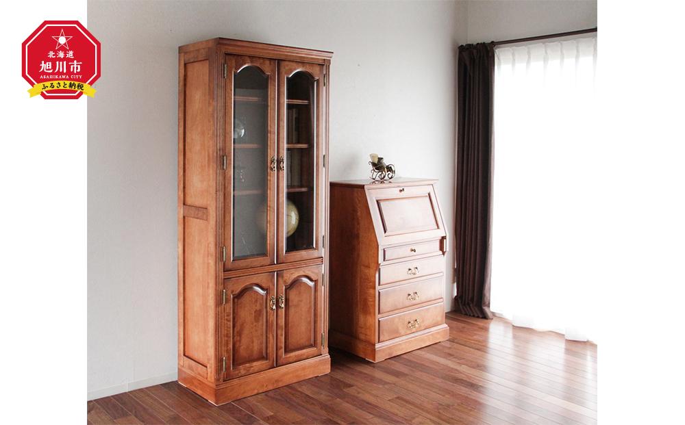 旭川家具　クリエイトファニチャー　CHELSEA書棚 【 国産 無垢 インテリア 木製 クラシック 収納 チェスト タンス 本棚 ブックシェルフ 北海道 】 _01237