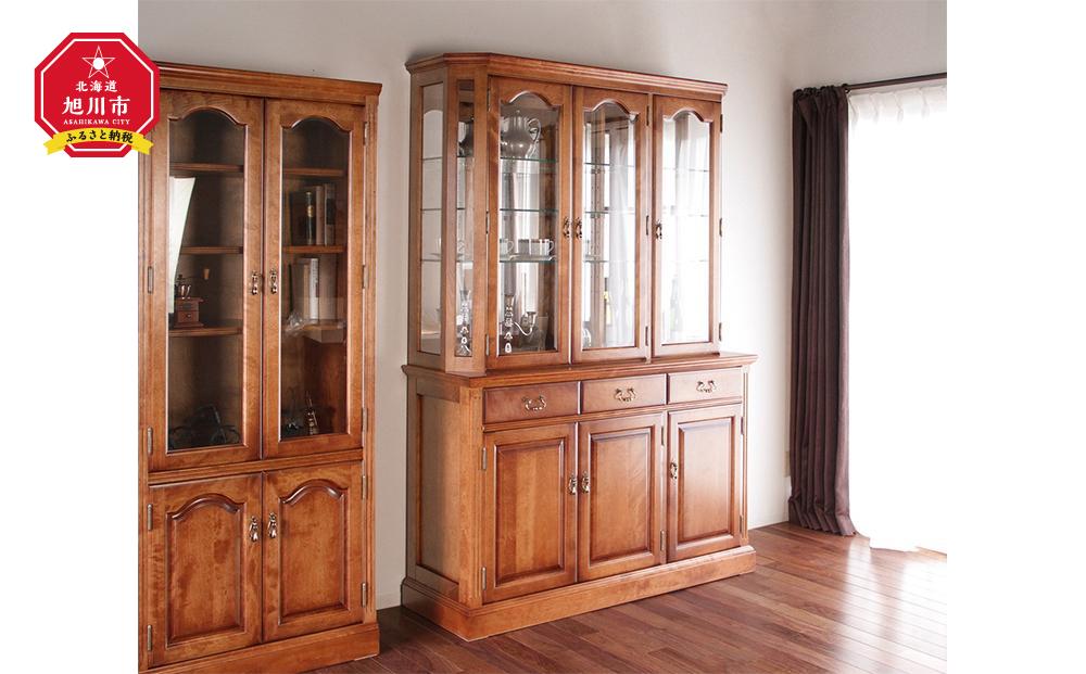 旭川家具 クリエイトファニチャー CHELSEAリビングボード 【 国産 無垢 インテリア 木製 収納 クラシック キャビネット サイドボード 食器棚 リビング ダイニング 北海道 】 _01238