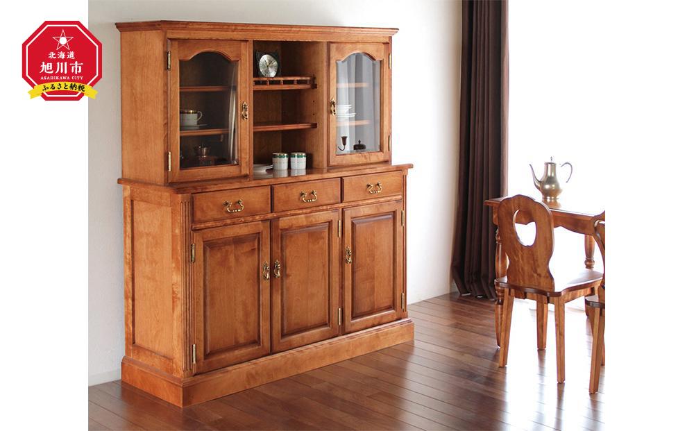 旭川家具　クリエイトファニチャー　CHELSEAミドルボード 【 国産 無垢 インテリア 木製 収納 クラシック キャビネット サイドボード 食器棚 リビング ダイニング 北海道 】 _01239