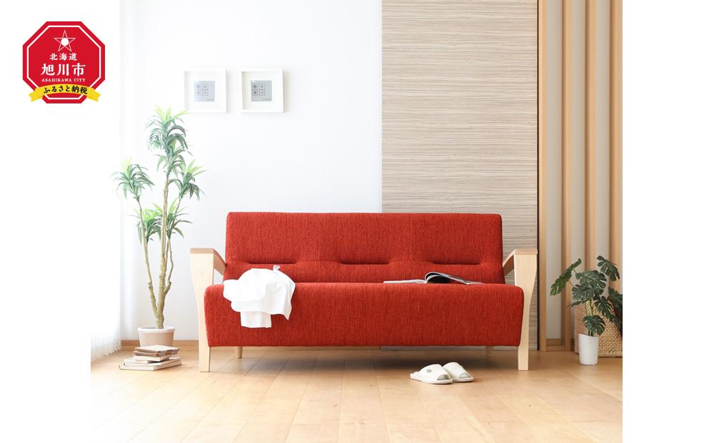 旭川家具　宮田産業　クワトロ3人掛け　メープル 【 国産 無垢 インテリア 木製 ナチュラル ソファ ソファー 2.5人掛け 3人掛け リビング ダイニング 北海道 】_01508