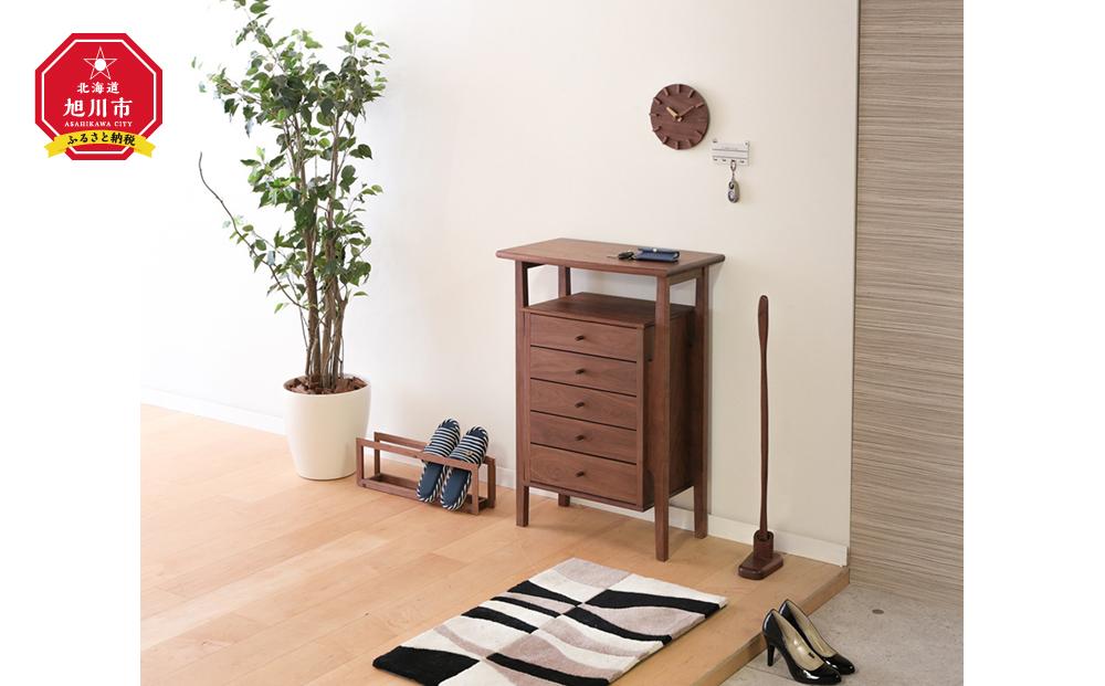 旭川家具　山室家具製作所　プロトNo.402リビングチェスト　ウォールナット 【 国産 無垢 インテリア 木製 収納 ナチュラル キャビネット チェスト リビング ダイニング 北海道 】 _01523