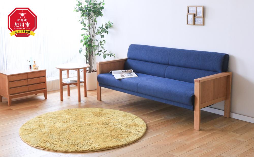 旭川家具 MUKU工房オリジナル MKソファ 180 チェリー 【 国産 無垢 インテリア 木製 ナチュラル ソファ ソファー 3人掛け リビング ダイニング 北海道 】_01648