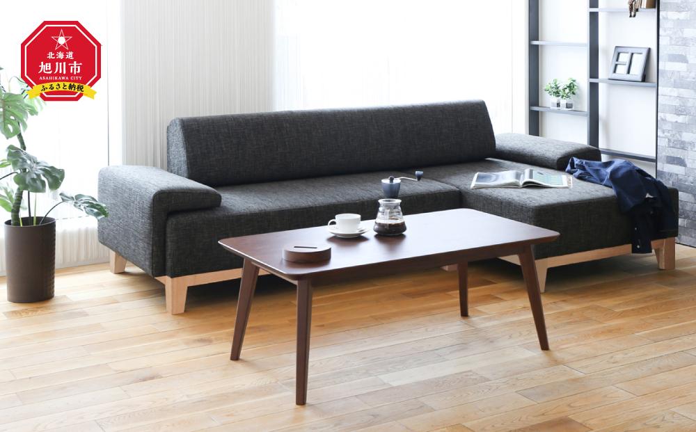 旭川家具 MUKU工房オリジナル reffine(ラフィーネ) ナラ カウチソファ 【 国産 無垢 インテリア 木製 ナチュラル ソファ ソファー 3人掛け カウチ コーナー リビング ダイニング 北海道 】_01649