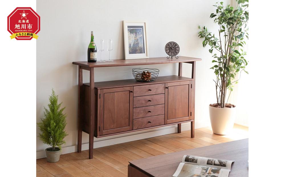 旭川家具　山室家具製作所　プロトNo.401キャビネット　ウォールナット 【 国産 無垢 インテリア 木製 収納 ナチュラル キャビネット リビング ダイニング 北海道 】 _01957