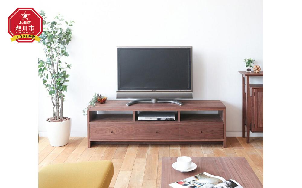 旭川家具 山室家具製作所 プロトNo.608 TVボード160 ウォールナット 【 国産 無垢 インテリア 木製 収納 テレビボード テレビ台 ローボード AVボード リビング 北海道 】 _01961
