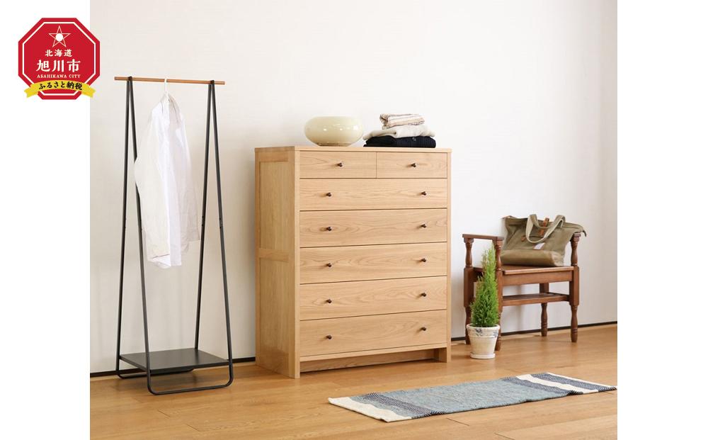 旭川家具　山室家具製作所　プロトNo.802チェスト(6段)　ナラ 【 国産 無垢 インテリア 木製 収納 ナチュラル キャビネット チェスト リビング ダイニング 北海道 】 _01969