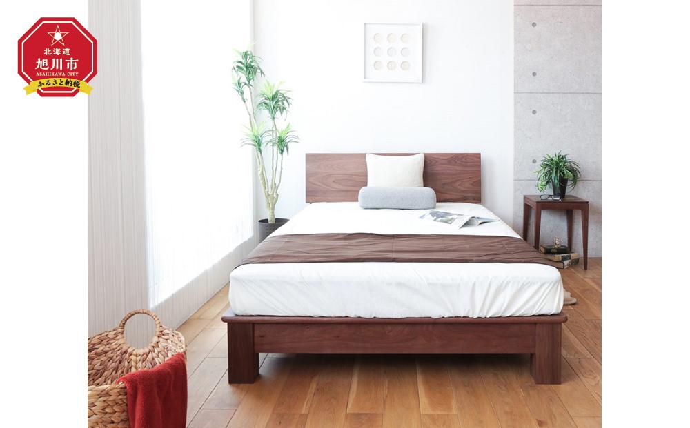 旭川家具　山室家具製作所　リネアNo.107セミダブルベッド　ウォールナット 【 国産 無垢 インテリア 木製 ナチュラル すのこ セミダブル ベッドフレーム 寝室 北海道 】 _01972