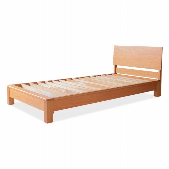 旭川家具 MUKU工房オリジナル ムク ベッド シングル チェリー 【 国産 無垢 インテリア 木製 ナチュラル すのこ シングルベッド ベッドフレーム 寝室 北海道 】 _02929