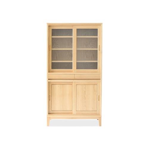 旭川家具 MUKU工房オリジナル ムク ダイニングキャビネット ナラ 【 国産 無垢 インテリア 木製 ナチュラル キャビネット 食器棚 キッチンボード 収納 キッチン ダイニング 北海道 】_03231