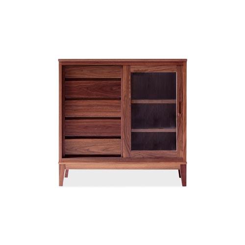 旭川家具 MUKU工房オリジナル ムク キャビネット ウォールナット 【 国産 無垢 インテリア 木製 収納 ナチュラル キャビネット チェスト リビング ダイニング 北海道 】 _03236