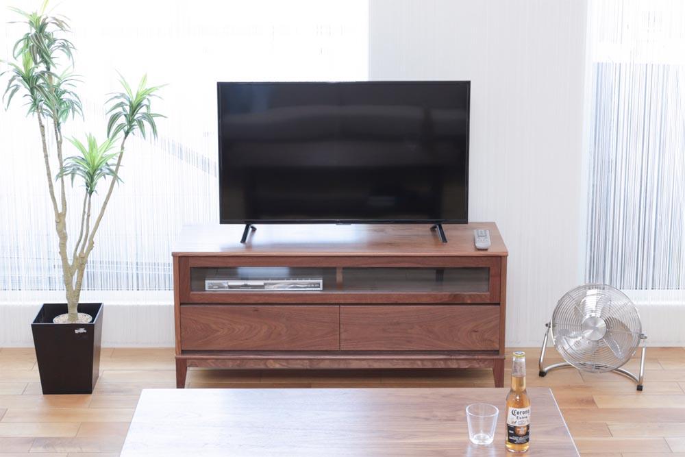 旭川家具 MUKU工房オリジナル ムク TVボード 120 ウォールナット 【 国産 無垢 インテリア 木製 収納 ナチュラル テレビボード テレビ台 ローボード AVボード リビング 北海道 】 _03239