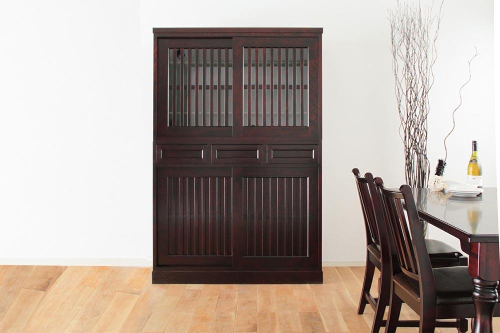 旭川家具 山室家具製作所 民芸家具 北の匠 No.2 水屋 120 カバ 【 国産 無垢 インテリア 木製 収納 民芸 ダイニングボード 食器棚 キッチンボード ダイニング キッチン 北海道 】 _03407