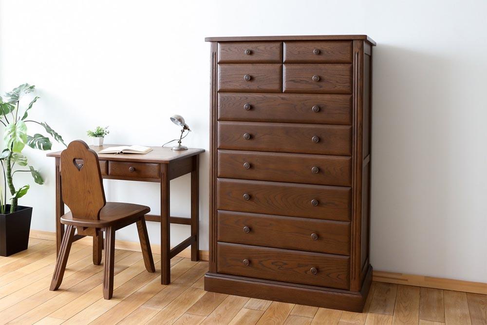 旭川家具 山室家具製作所 エスポアール No.15 整理タンス 【 国産 無垢 インテリア 木製 シック チェスト タンス 収納 寝室 北海道 】 _03415