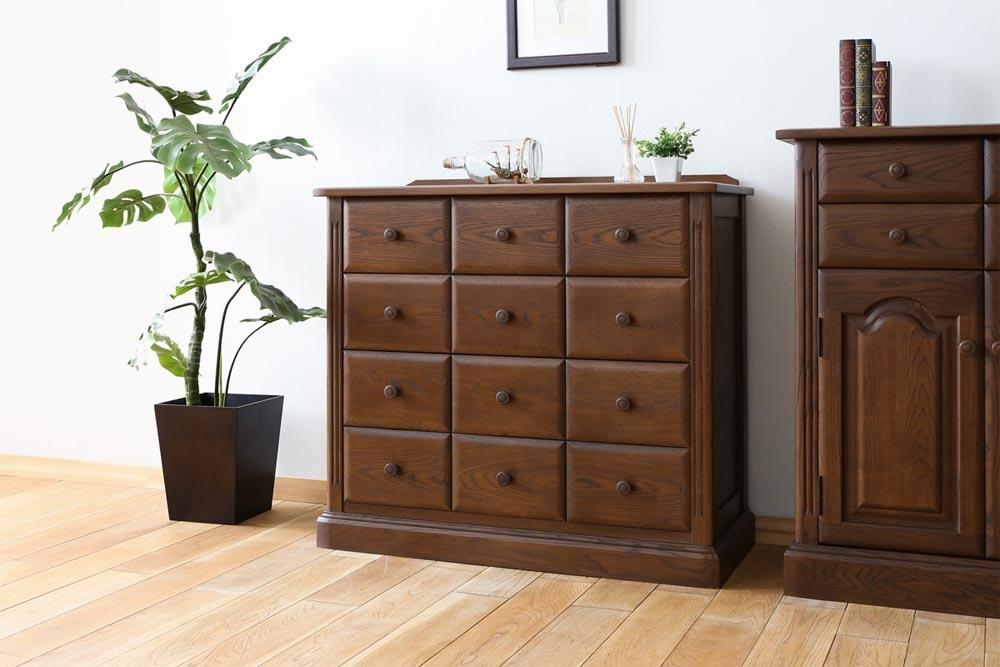 旭川家具 山室家具製作所 エスポアール No.410 リビングチェスト 【 国産 無垢 インテリア 木製 シック収納 キャビネット リビングボード チェスト 北海道 】 _03426