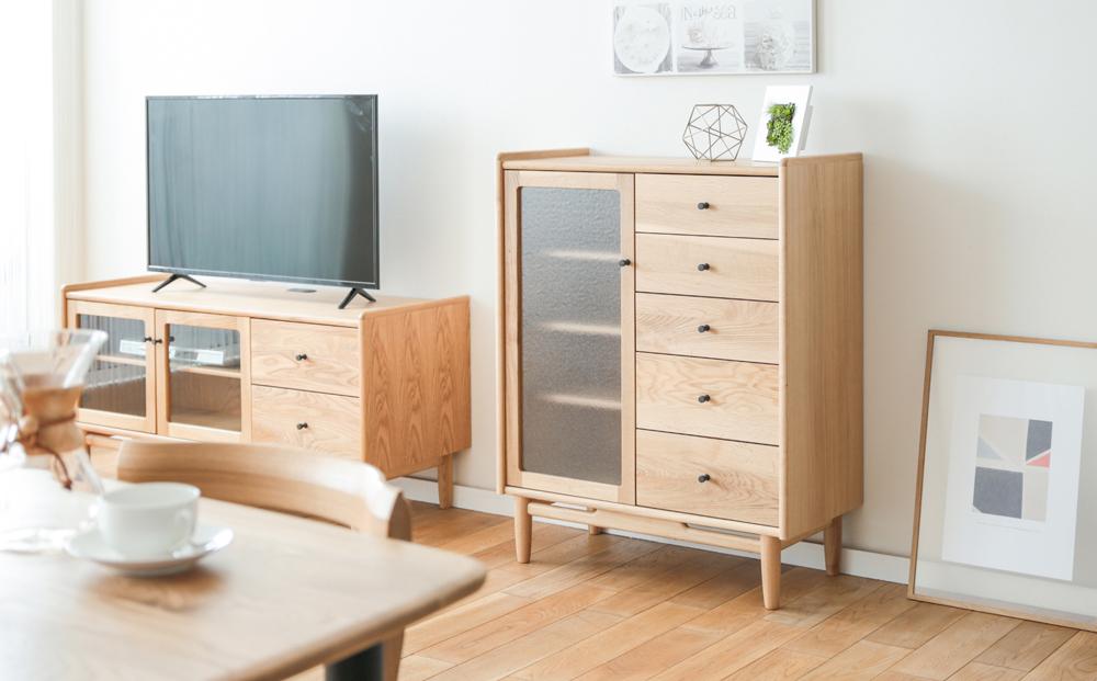 旭川家具 MUKU工房オリジナル ジャム サイドボード 80 北海道ナラ 【 国産 無垢 インテリア 木製 収納 ナチュラル キャビネット サイドボード リビング ダイニング 北海道 】 _04571