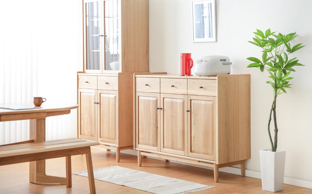 旭川家具 MUKU工房オリジナル ジャム カウンターボード 120 北海道ナラ 【 国産 無垢 インテリア 木製 収納 ナチュラル キャビネット カウンターボード サイドボード リビング ダイニング 北海道 】 _04577