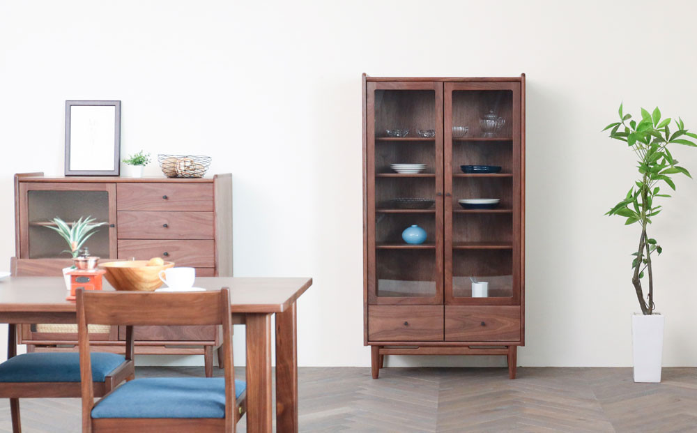 旭川家具 MUKU工房オリジナル ジャム キャビネット 引出し ウォールナット_04898