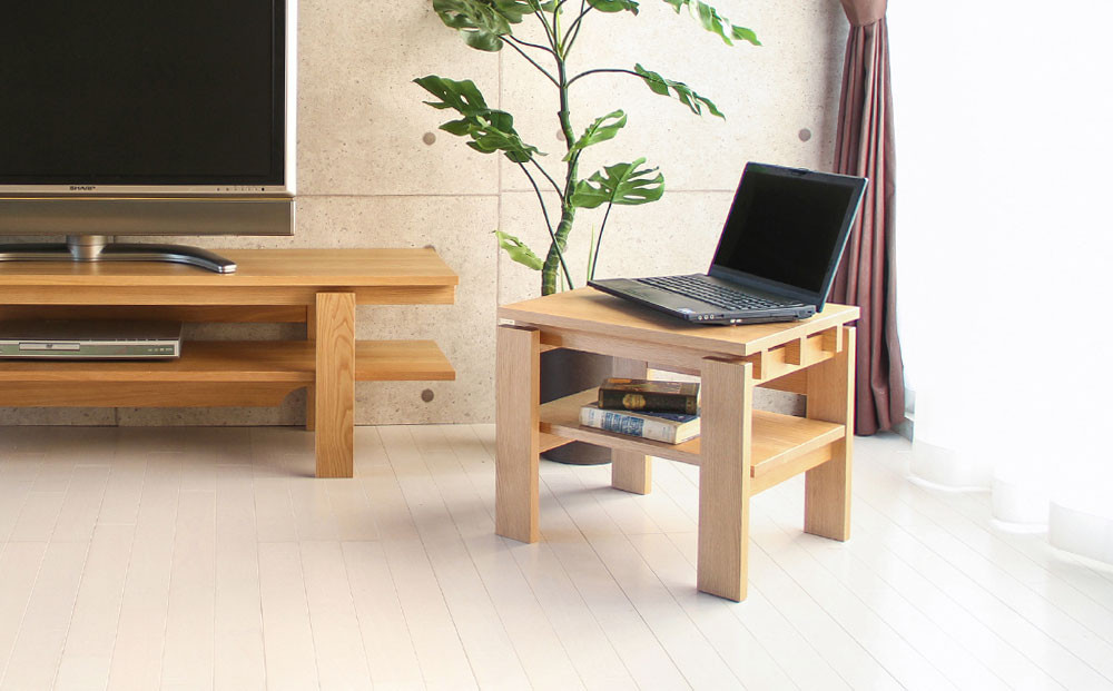 旭川家具 MUKU工房オリジナル ノキ サイドテーブル 北海道ナラ_04910