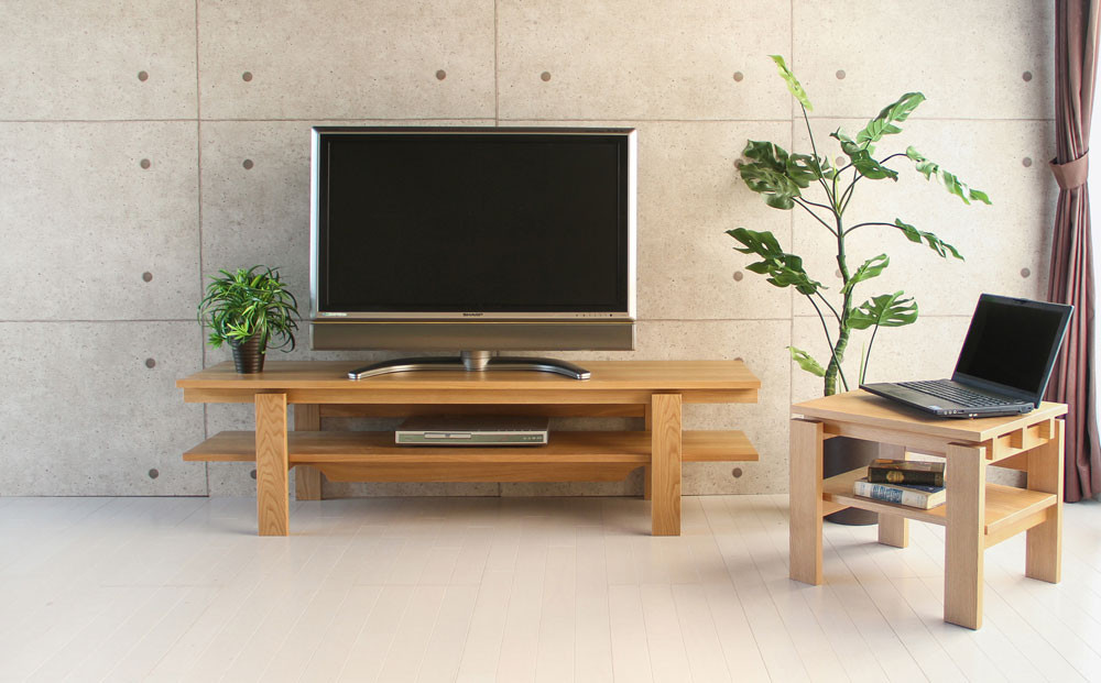 旭川家具 MUKU工房オリジナル ノキ TVボード 北海道ナラ_04912