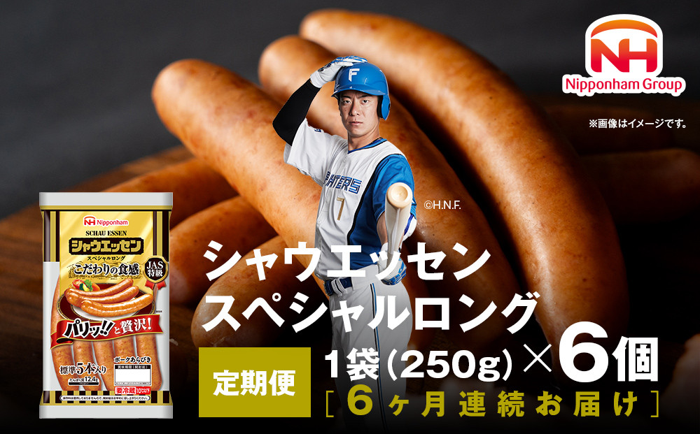 【ふるさと納税】【6ヶ月定期便】シャウエッセン スペシャル ロング 250g 6パック 北海道 旭川 ウインナー ソーセージ あらびき 粗挽き ウィンナー 食品 バーベキュー 豚肉 肉 日本ハム ギフト 小分け 送料無料 定期便 お肉 にく 大容量 レンチン お弁当 惣菜 おかず おつまみ 天然羊腸 _ 00607