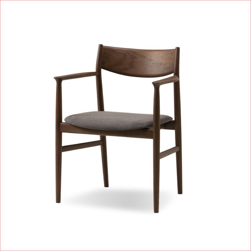 旭川家具 カンディハウス KAMUY アームチェアー（座張） ウォルナットCW／ウルトラスエードDGY_00736