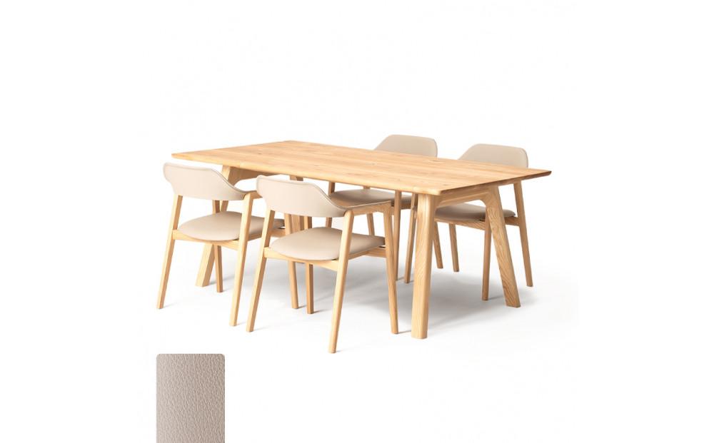 旭川家具 カンディハウス TEN ソリッドテーブル&アームチェアー4脚セット 北海道タモNF_01344