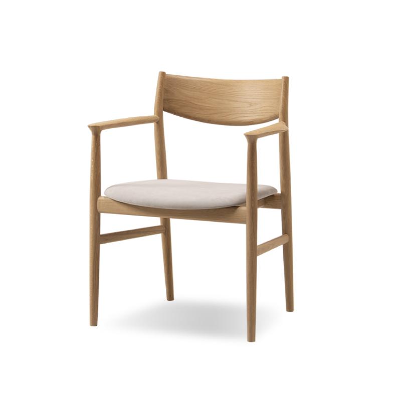 旭川家具 カンディハウス KAMUY アームチェアー（座張） 北海道ナラNF／ウルトラスエードLGY_00735