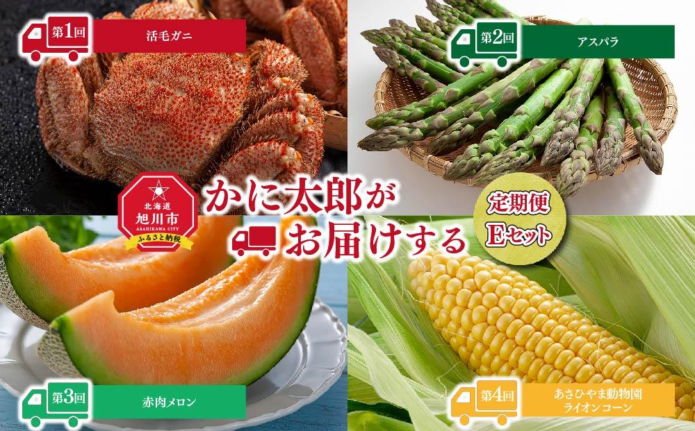 【26年4月発送開始】かに太郎 定期便Eセット（毛ガニ、アスパラ、赤肉メロン、ライオンコーン）全4回 _01600