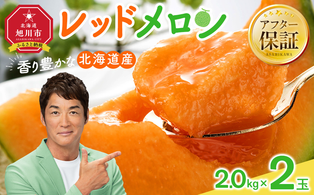 【26年発送先行予約】香り豊かな 北海道レッドメロン 2.0kg×2玉(2026年7月下旬から発送開始予定) 【 果物 くだもの フルーツ メロン 赤肉 赤肉メロン 旬 お取り寄せ 甘い 北海道産 旭川市 北海道 送料無料 】_04541