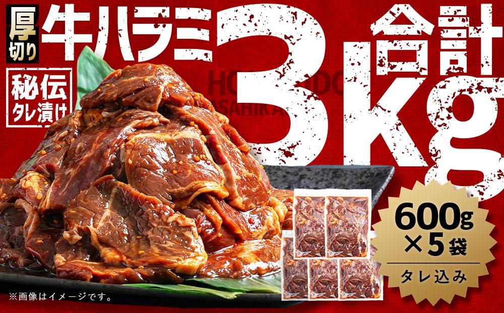 【2026年2月から発送開始】訳あり 厚切り柔らか秘伝の味付き牛ハラミ(サガリ) 3.0kg(600g×5袋※タレ込み)_01661