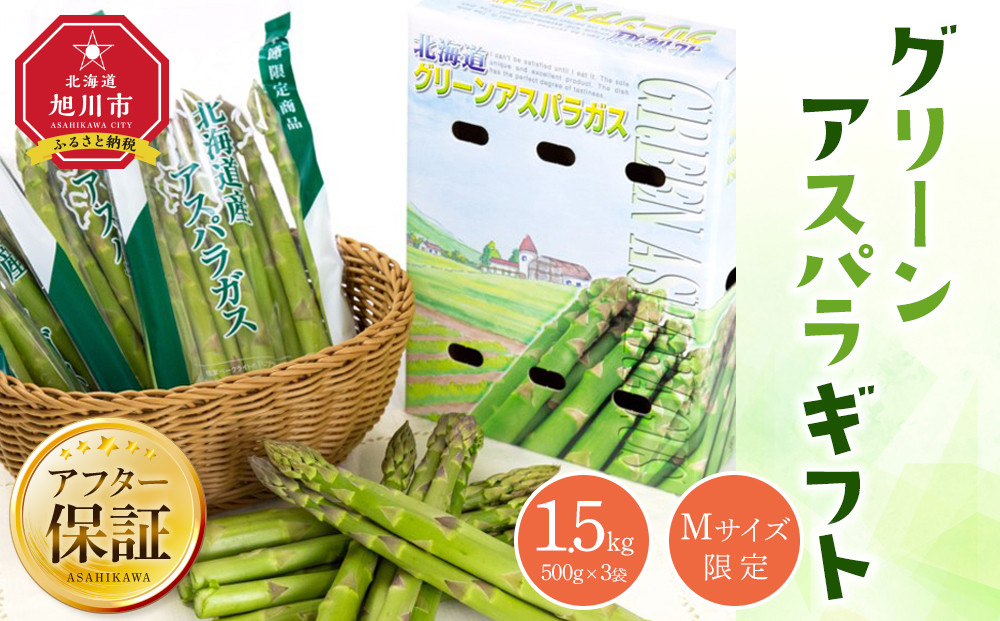 グリーンアスパラギフト 1.5kg（Mサイズ限定）（2025年5月下旬以降発送開始予定） 【 アスパラ アスパラガス 朝採り とれたて 野菜 旬 小分け 保存 産直 産地直送 お取り寄せ 旭川市 北海道 送料無料 】_02163