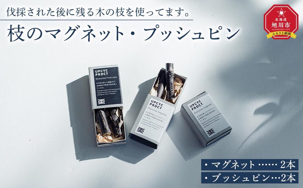 枝のマグネット、プッシュピン各2本_03847
