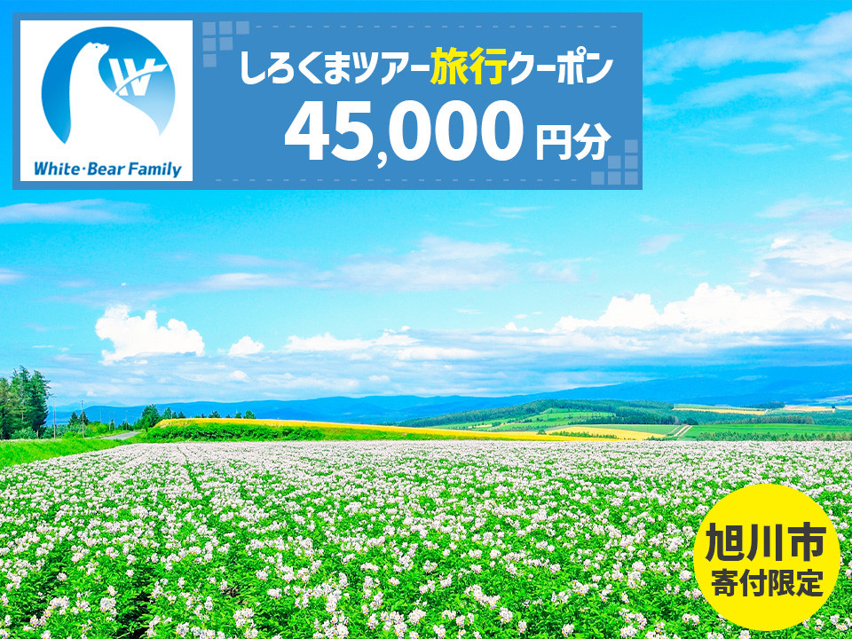 【旭川市】しろくまツアーで利用可能なWEB旅行クーポン (45,000円分) ※メール発行  【 旅 旅行 トラベル 予約 国内旅行 ホワイト・ベアーファミリー 宿泊 観光 体験 旅行券 宿泊券 旅行予約 ホテル 旅館 チケット 子供 子連れ カップル 家族 人気 おすすめ 旅行クーポン オンライン ネット予約 有効期間2年 】_05440