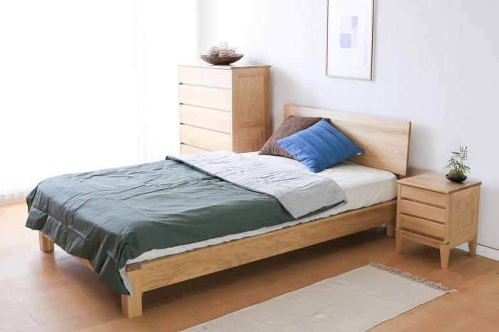 旭川家具 MUKU工房オリジナル ムク ベッド セミダブル ナラ 【 国産 無垢 インテリア 木製 ナチュラル すのこ セミダブル ベッドフレーム 北海道 】 _02931