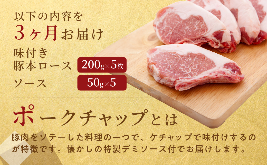 【3ヶ月定期便】カネカン竹内　ポークチャップ（懐かしの特製デミソース付）200g×5枚 MROA127