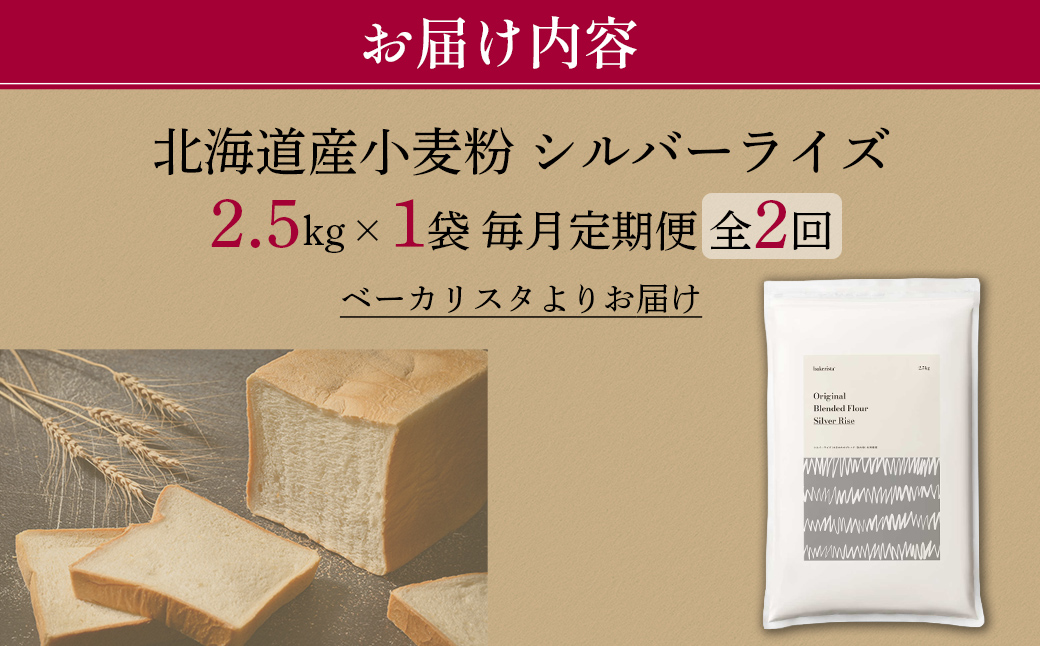 【毎月定期便】北海道産 はるゆたかブレンド小麦粉 シルバーライズ（パン用強力粉）2.5kg 全2回 MROBI025