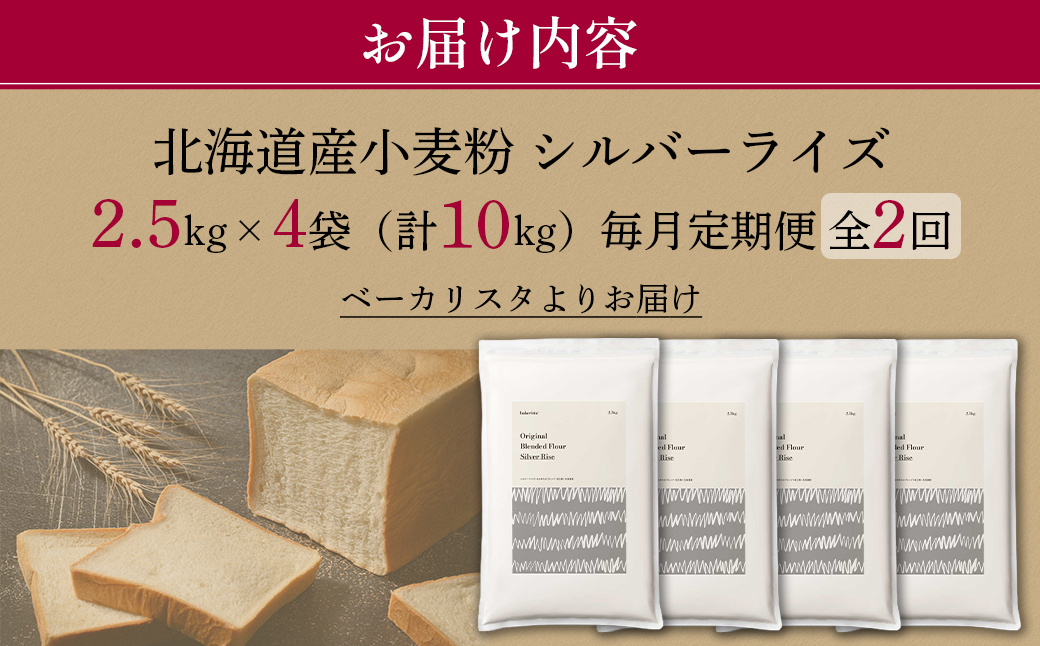 【毎月定期便】北海道産 はるゆたかブレンド小麦粉 シルバーライズ（パン用強力粉）10kg 全2回 MROBI031