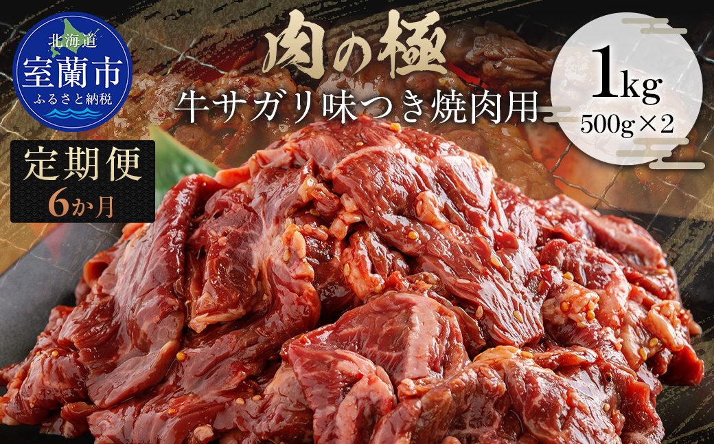 【6か月定期便】牛サガリ味つき焼肉用 1kg (500g×2) MROBM033