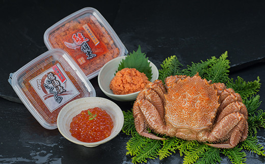 【蟹と魚卵の豪華セット！】ボイル毛ガニ400g×1尾&鮭明太90g&いくら醤油漬け90g ふるさと納税 かに いくら _F4F-8827