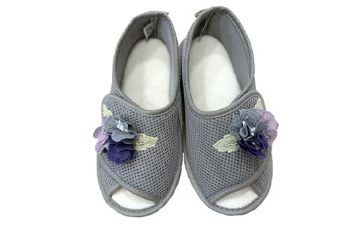 【期間限定！寄附額改定↓！】室内シューズ グレー (前開き) L Lサイズ 入院用 介護用 靴 母の日 ギフト くつ ルームシューズ 雑貨 _F4F-8152