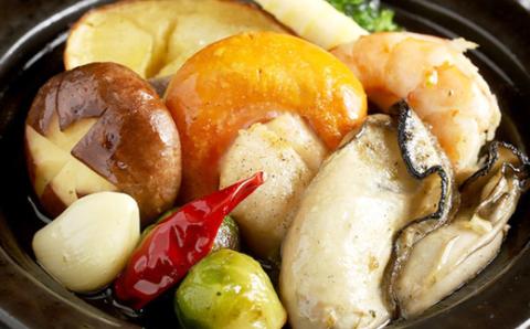 CAMPDEROBATA 3品 Aセット キャンプ飯 北海道産 牡蠣 帆立 アヒージョ 辛子明太子と紅鮭 ご飯のもと パンプキンケーキ 焼きりんご _F4F-1542