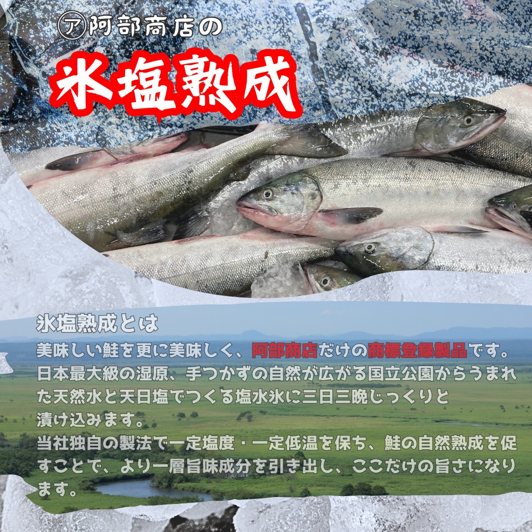 【3ヶ月連続定期便】北海道産マルア阿部商店特選 氷塩熟成 秋鮭切身 16切(4枚入×4袋) 定期便 鮭 サケ 秋鮭 北海道産 おかず 魚 魚介 海鮮 シャケ 切り身 北海道 _F4F-8087