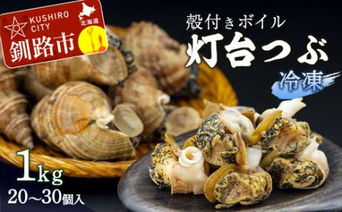【期間限定！寄附額改定↓！】北海道産・殻付き ボイル 灯台つぶ 1.0kg (冷凍) 浜ゆで つぶ貝 ツブ貝 _F4F-1561