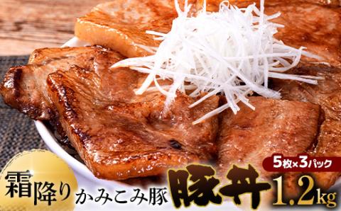 【期間限定！寄附額改定↓！】かみこみ豚の豚丼 80g×5枚×3パック 計15枚 合計 1.2kg 豚肉 豚丼 北海道 十勝 ご当地グルメ _F4F-2298