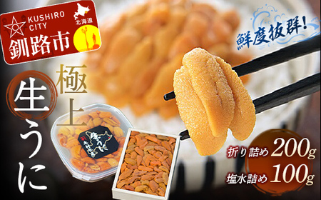 【食べ比べセット】生うに折200g&塩水うに100g ふるさと納税 うに F4F-3213