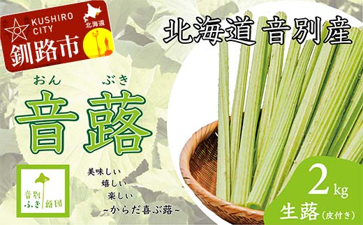 【期間限定！寄附額改定↓！】【6月中に順次発送】音蕗(おんぶき) 2kg 無農薬 蕗 フキ ふき 煮しめ 和食 おかず ご飯のお供 音別産生蕗 北海道産 北海道 _F4F-4562