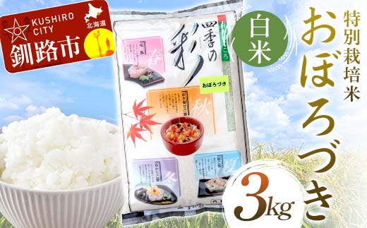 特別栽培米おぼろづき 3kg 白米 北海道産 米 コメ こめ お米 白米 玄米 通常発送 _F4F-9844