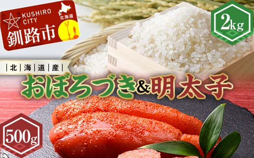 【期間限定！寄附額改定↓！】新米 北海道産おぼろづき米2kg＆明太子（500g） ふるさと納税 米 おぼろづき たらこ 明太子 _F4F-7765